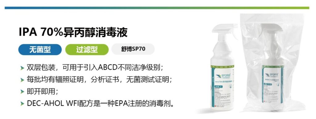 舒博(SPORIS?)無菌70%異丙醇消毒劑，藥企強(qiáng)效、安全