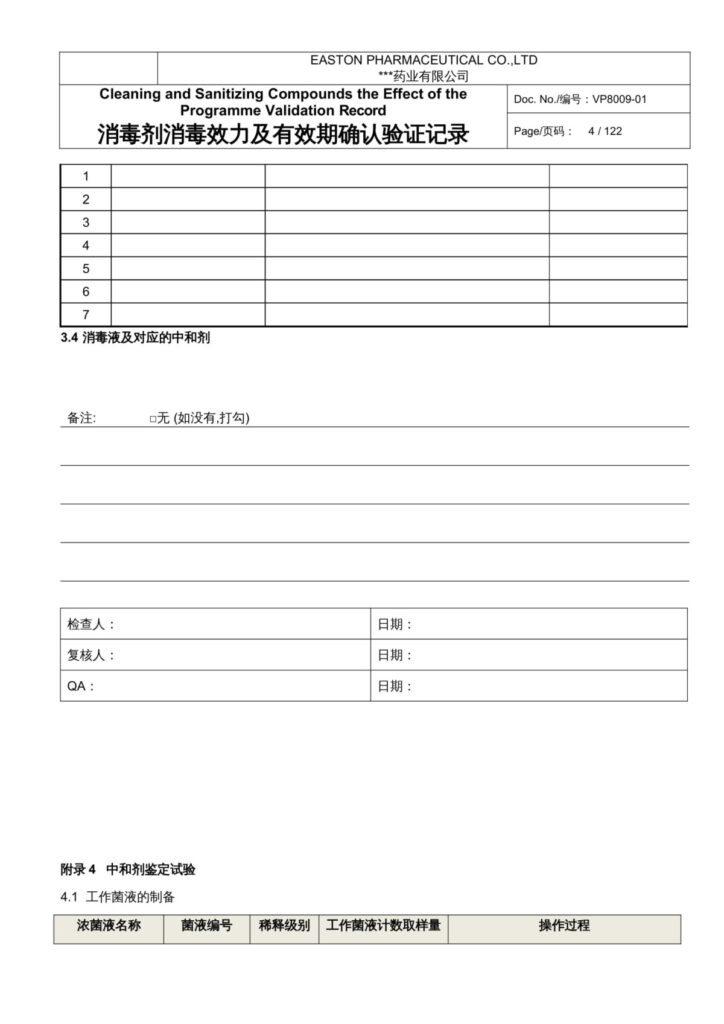 杭州美卓生物科技有限公司 | 消毒劑效果記錄 .docx 預(yù)覽與下載