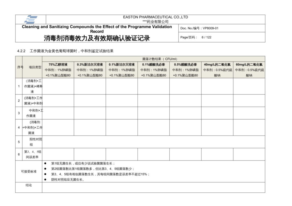 杭州美卓生物科技有限公司 | 消毒劑效果記錄 .docx 預(yù)覽與下載